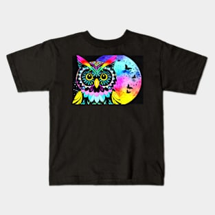 Owl - Rainbow Moon Kids T-Shirt